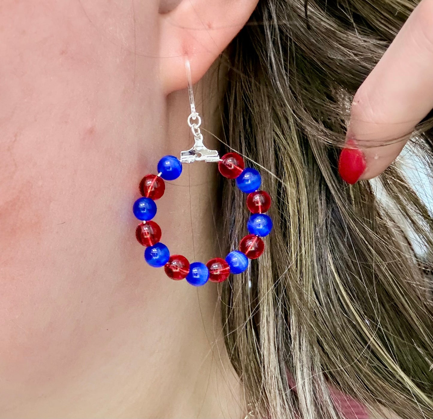 Red and Blue Catseye Dangles