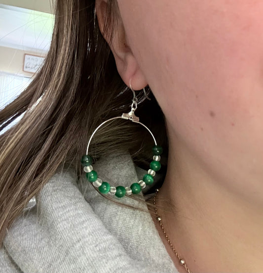 Emerald Beaded Hoops