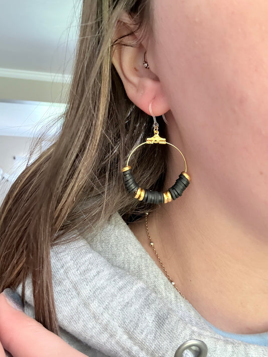 Black and Gold Dangle Hoops